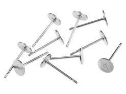 Silver Plated 5mm Flat Disc And Post, Pack of 10
