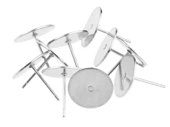 Silver Plated 11mm Flat Disc And Post, Pack of 10