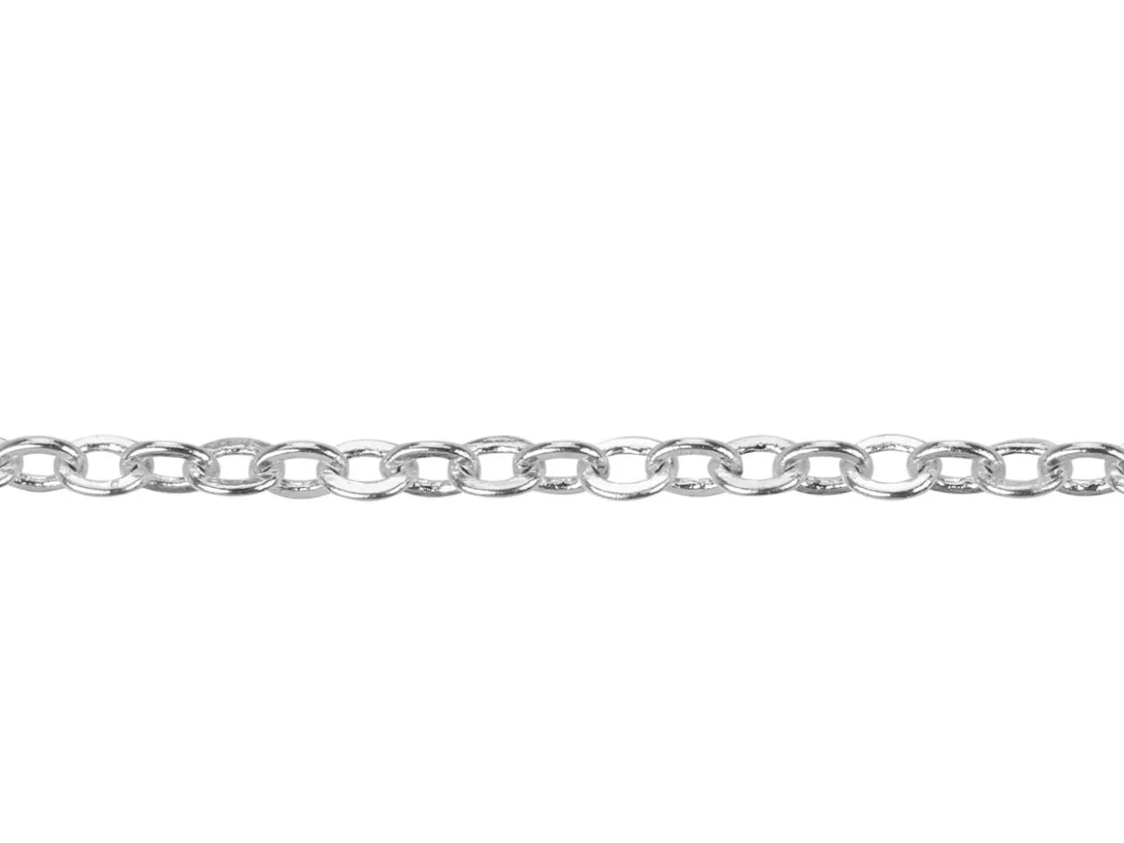 Silver Plated 2.3mm Oval Trace Chain 18"/45cm Unhallmarked
