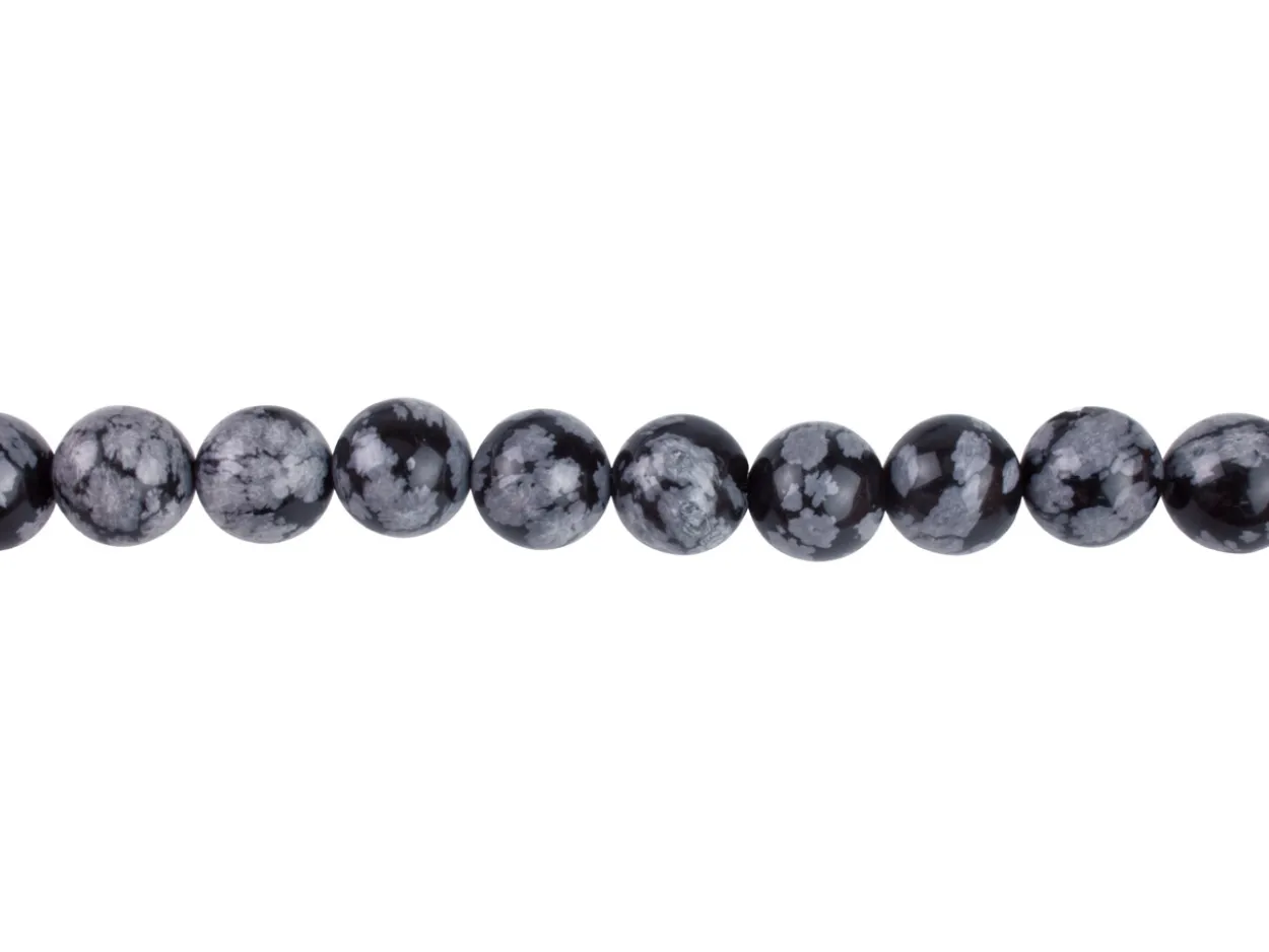 Snowflake Obsidian Semi Precious Round Beads 10mm,16" Strand