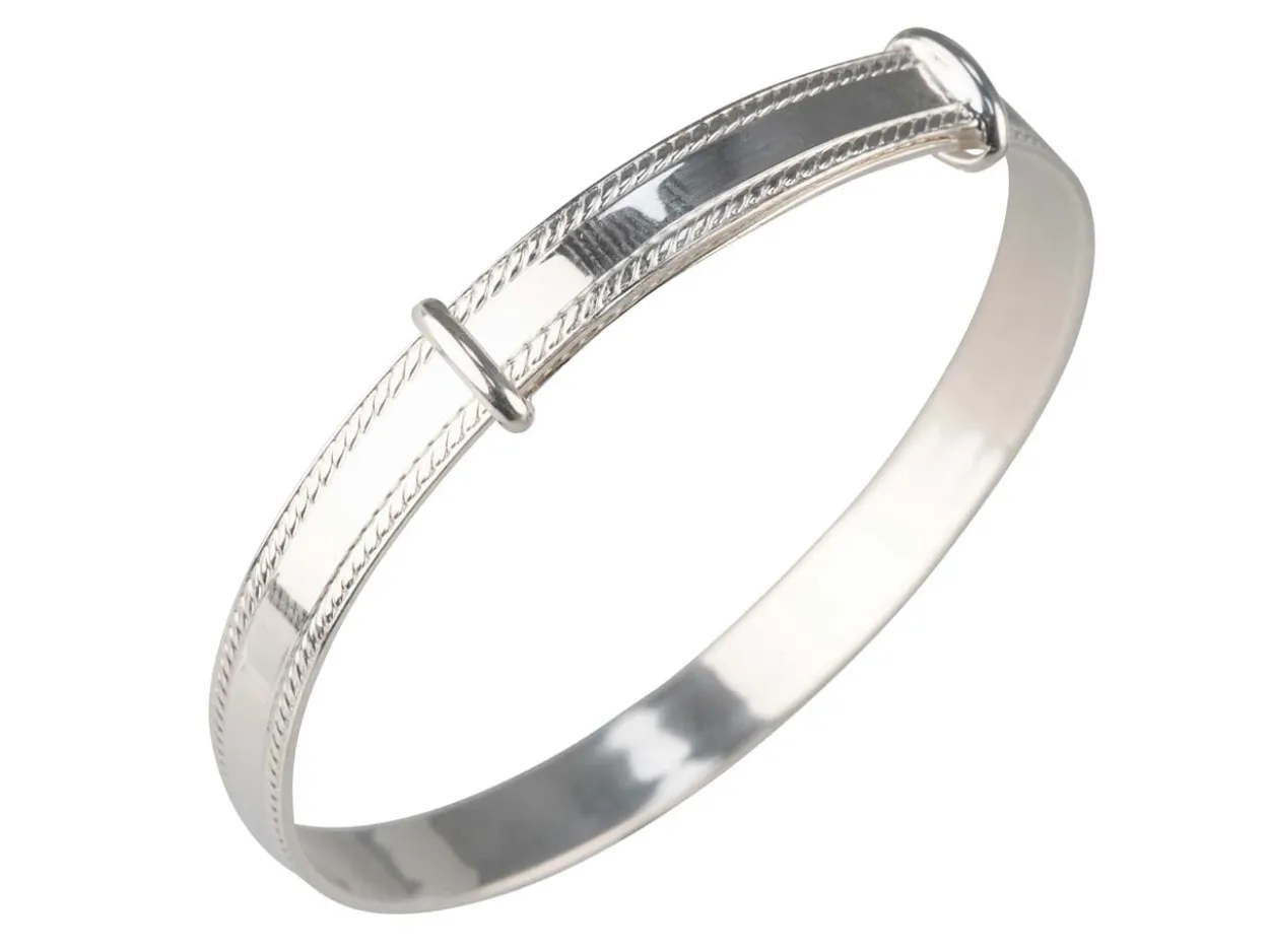 Sterling Silver Adjustable Plain Childs Bangle