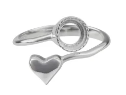 Sterling Silver Adjustable Ring With Heart And 6mm Cup