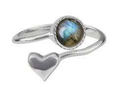 Sterling Silver Adjustable Ring With Heart And 6mm Cup