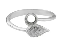 Sterling Silver Adjustable Ring With Leaf And 4mm Cup