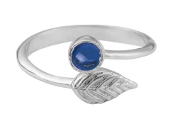 Sterling Silver Adjustable Ring With Leaf And 4mm Cup