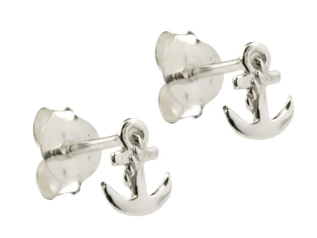 Sterling Silver Anchor Stud Earrings