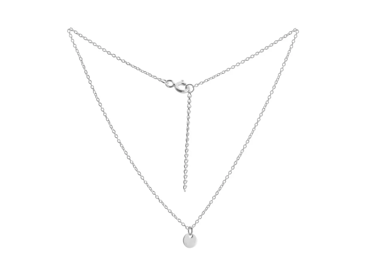 Sterling Silver Anklet With Disc Charm Drop
