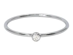 Sterling Silver April Birthstone Stacking Ring 2mm White Cubic Zirconia