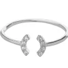 Sterling Silver Arc Design Adjustable Ring With White Cubic Zirconia