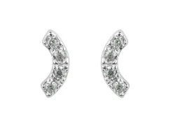 Sterling Silver Arc Design Earrings With White Cubic Zirconia