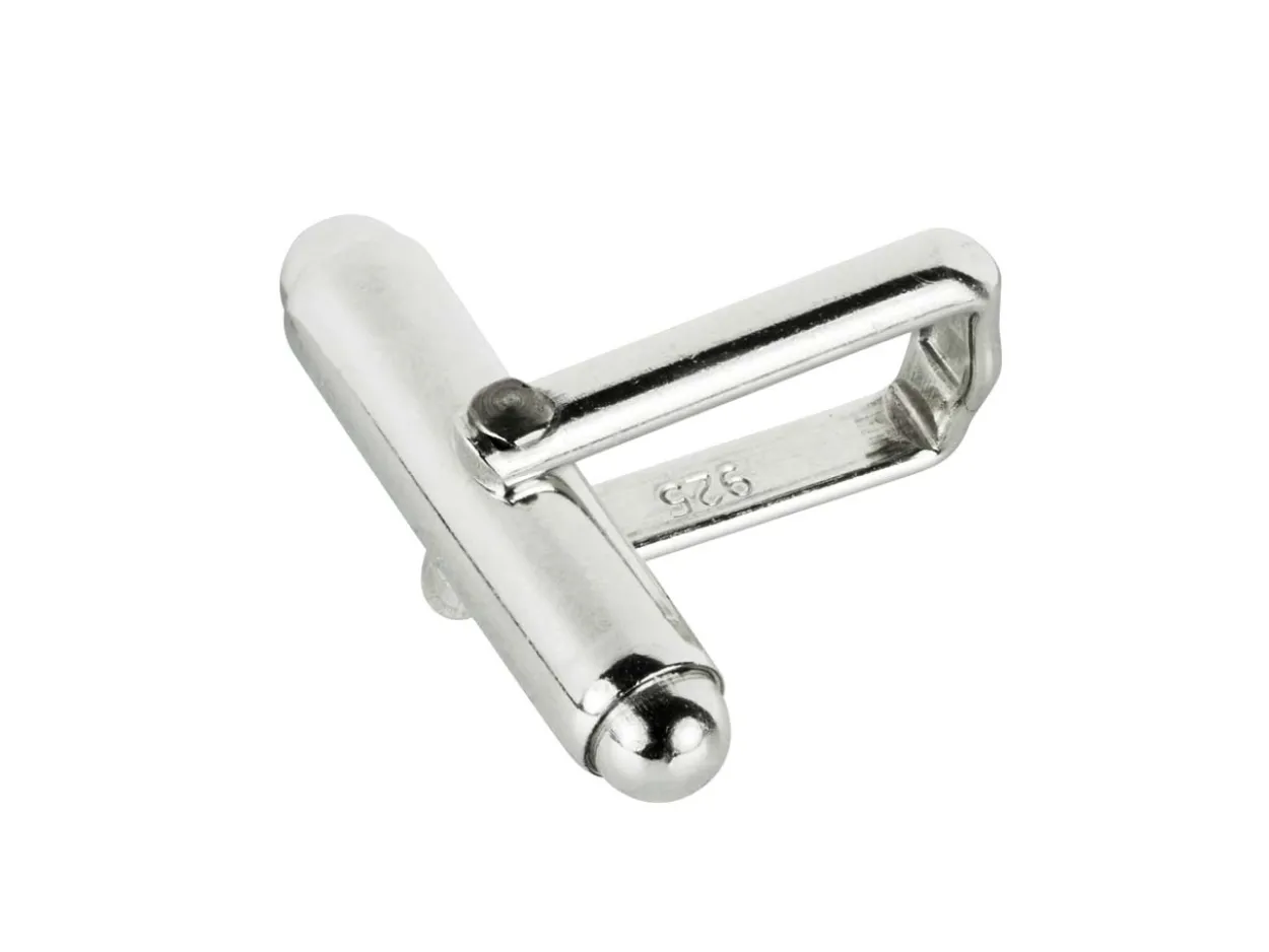Sterling Silver Assembled Cufflink Fitting Round Bar With U Arm Plain