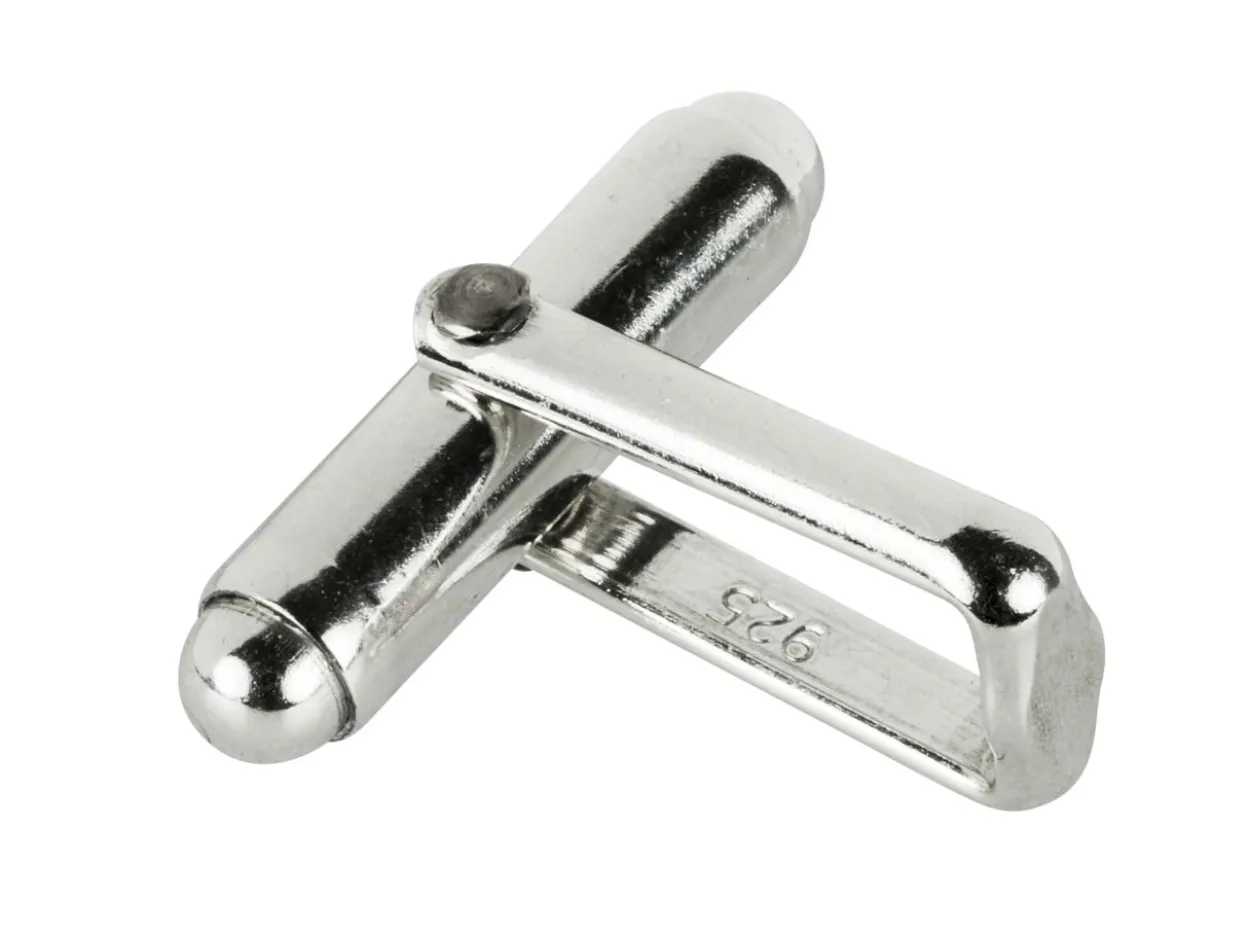 Sterling Silver Assembled Cufflink Fitting Round Bar With U Arm Plain