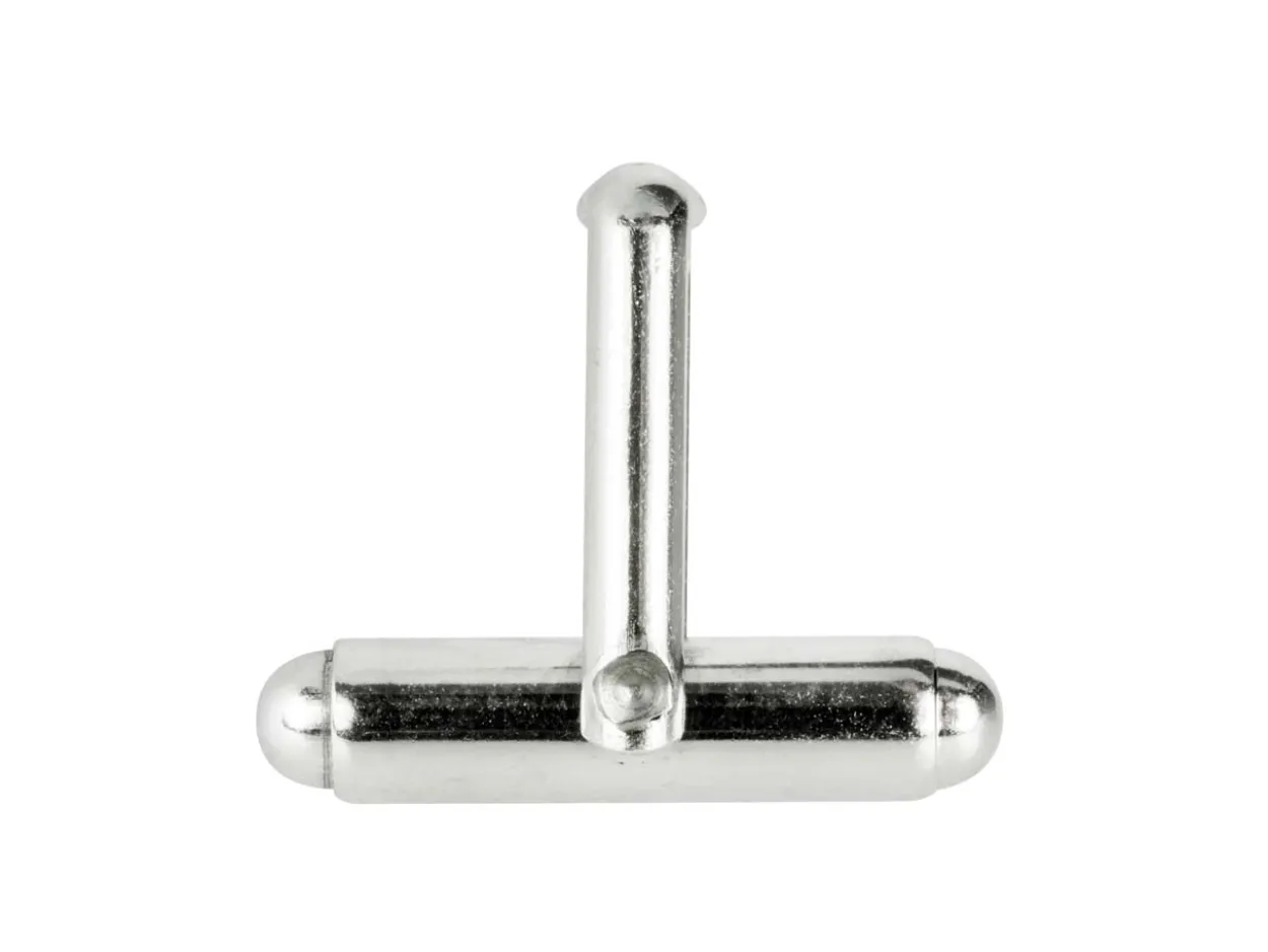 Sterling Silver Assembled Cufflink Fitting Round Bar With U Arm Plain