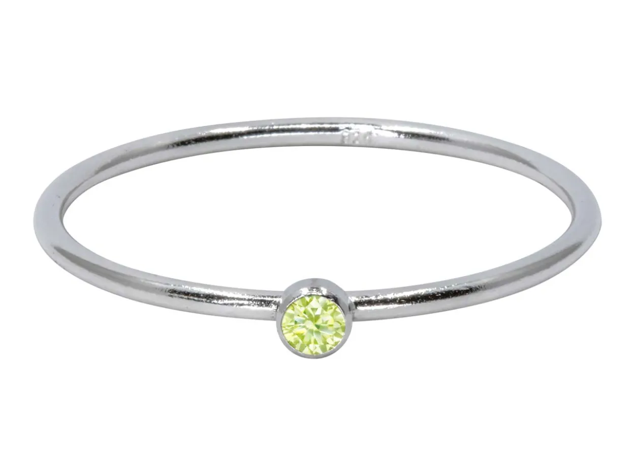 Sterling Silver August Birthstone Stacking Ring 2mm Lime Cubic Zirconia