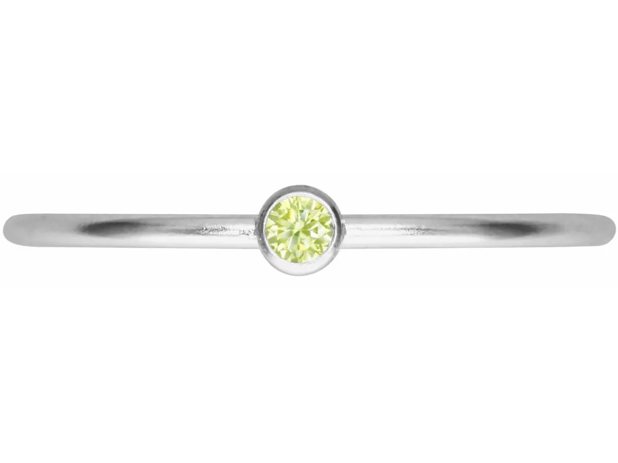 Sterling Silver August Birthstone Stacking Ring 2mm Lime Cubic Zirconia