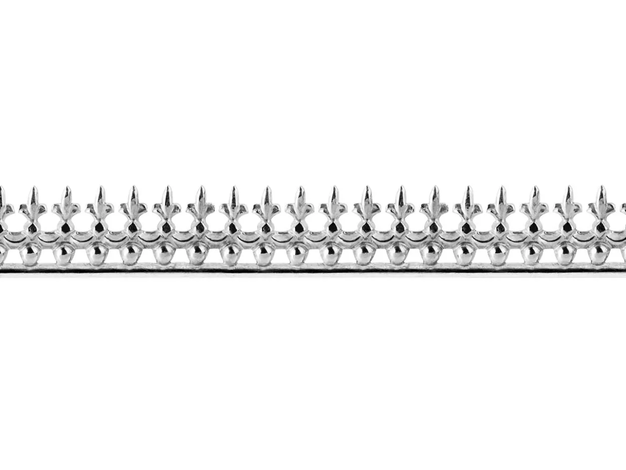 Sterling Silver Bead And Fleur Gallery Strip 7.5mm