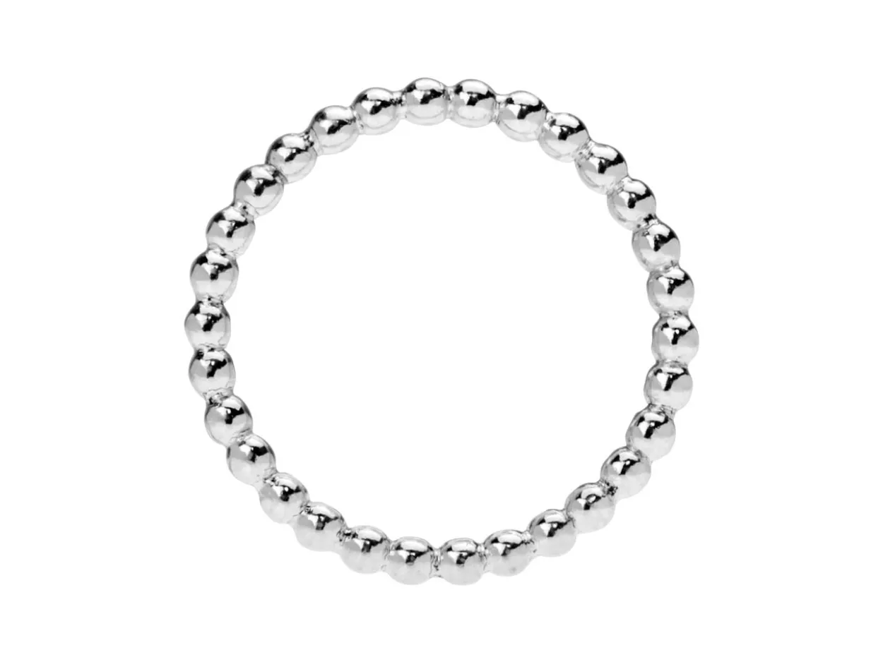 Sterling Silver Beaded Ring 2mm Size M