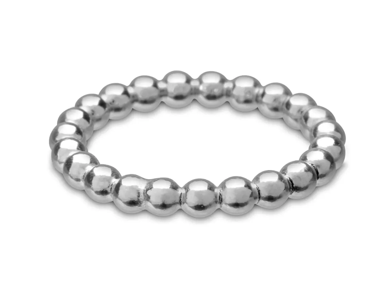 Sterling Silver Beaded Ring 3mm Size M