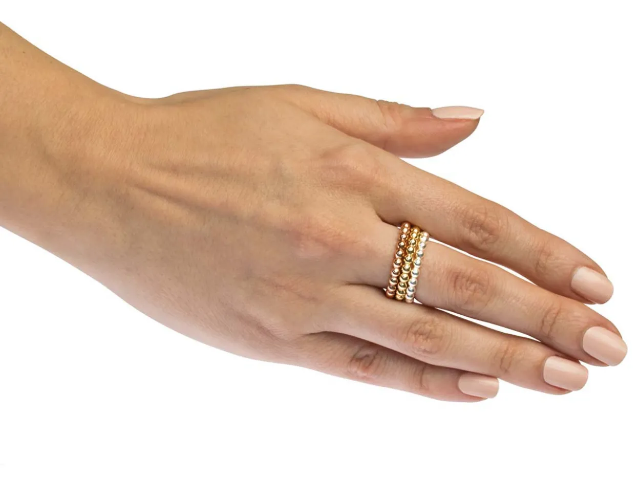 Sterling Silver Beaded Ring 3mm Size M