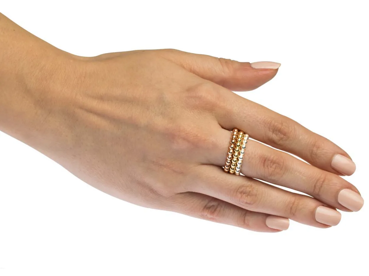 Sterling Silver Beaded Ring 3mm Size Q