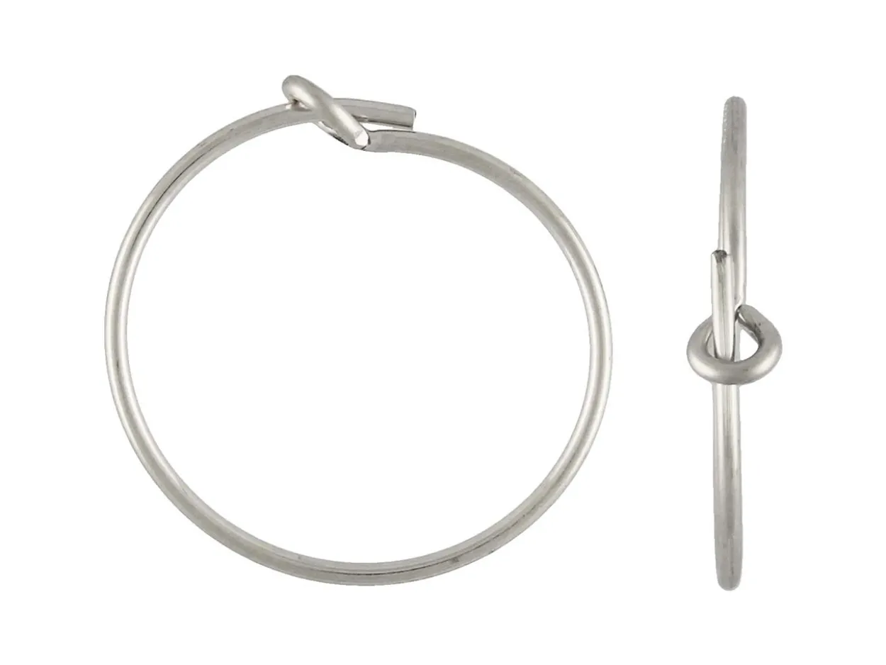 Sterling Silver Beading Hoop Earrings 15mm Pack of 6