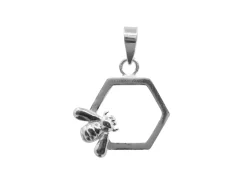 Sterling Silver Bee And Honeycomb Design Pendant