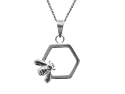 Sterling Silver Bee And Honeycomb Design Pendant