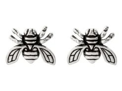 Sterling Silver Bee Design Stud Earrings