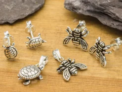 Sterling Silver Bee Design Stud Earrings