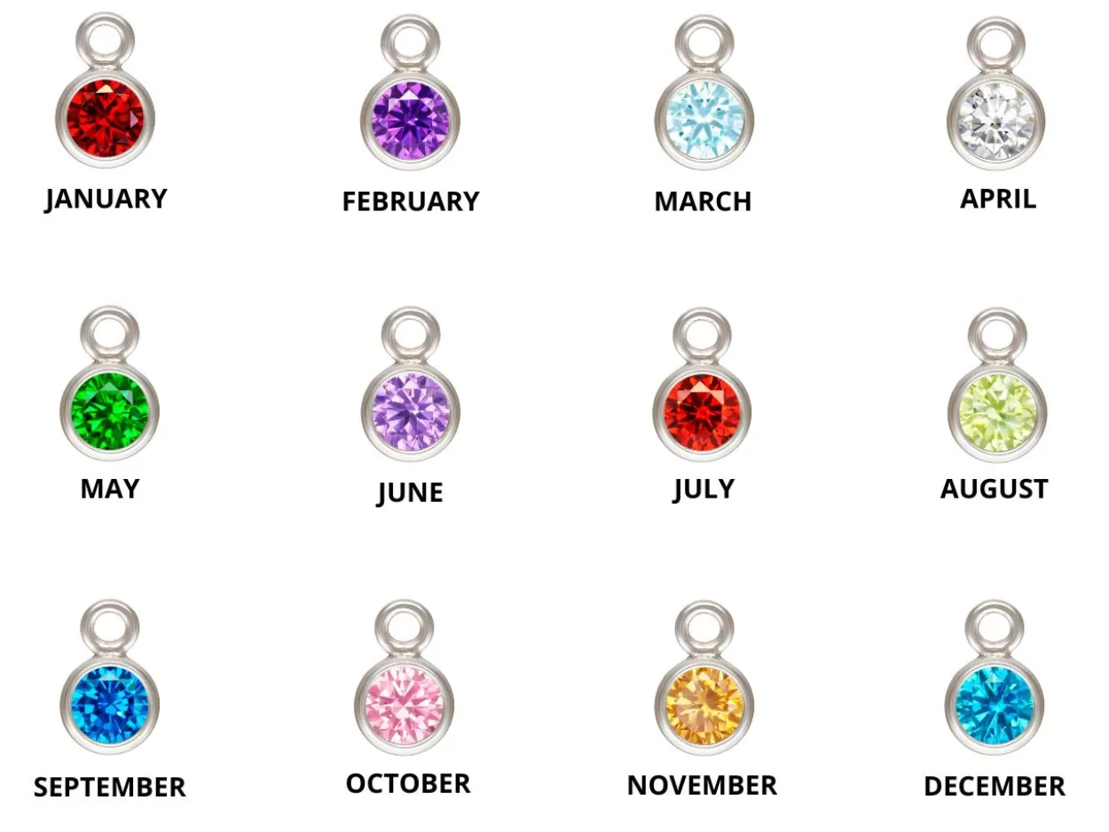 Sterling Silver Birthstone Cubic Zirconia Bezel Drop Connectors Set