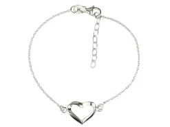 Sterling Silver Bracelet With Heart Locator, 7.5"/19cm