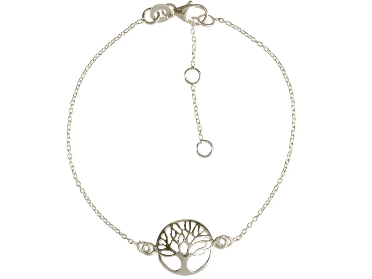 Sterling Silver Bracelet With Tree Of Life Locator, 7.5"/19cm
