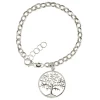 Sterling Silver Bracelet With Tree Of Life Charm, 7.5"/19cm