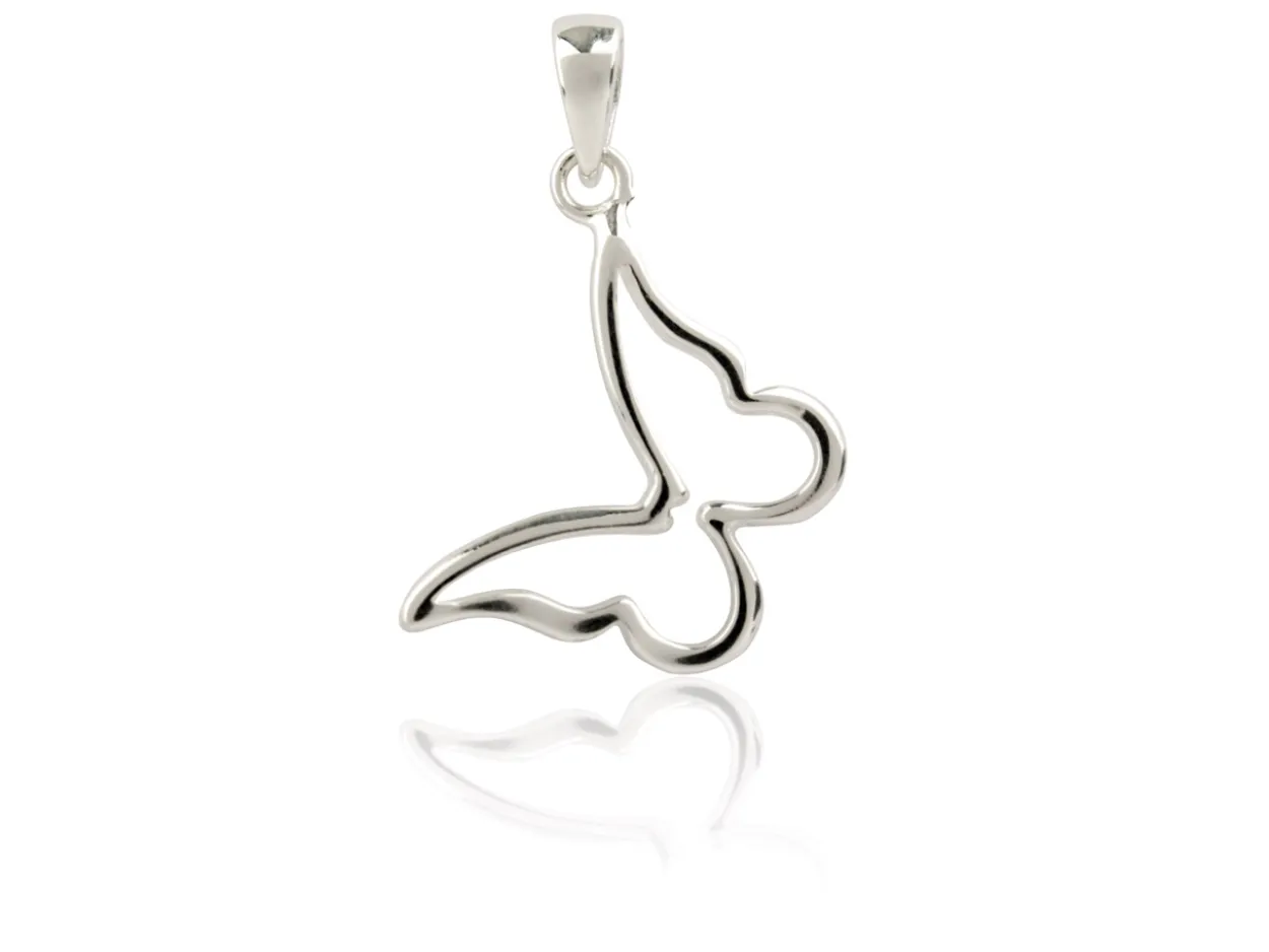 Sterling Silver Butterfly Outline Pendant