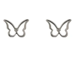 Sterling Silver Butterfly Outline Stud Earrings