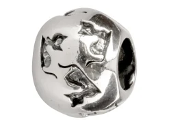 Sterling Silver Cats Charm Bead Oxidised Finish