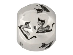 Sterling Silver Cats Charm Bead Oxidised Finish