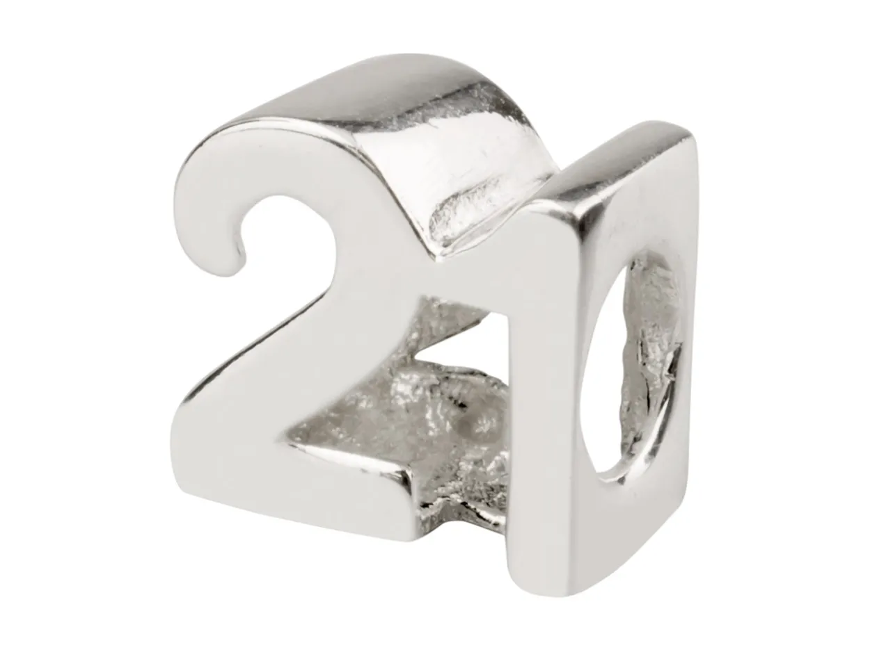 Sterling Silver '21' Charm Bead