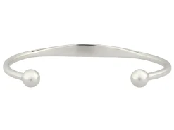 Sterling Silver Childs Torque Bangle, Round Wire, Flat Top For Engraving