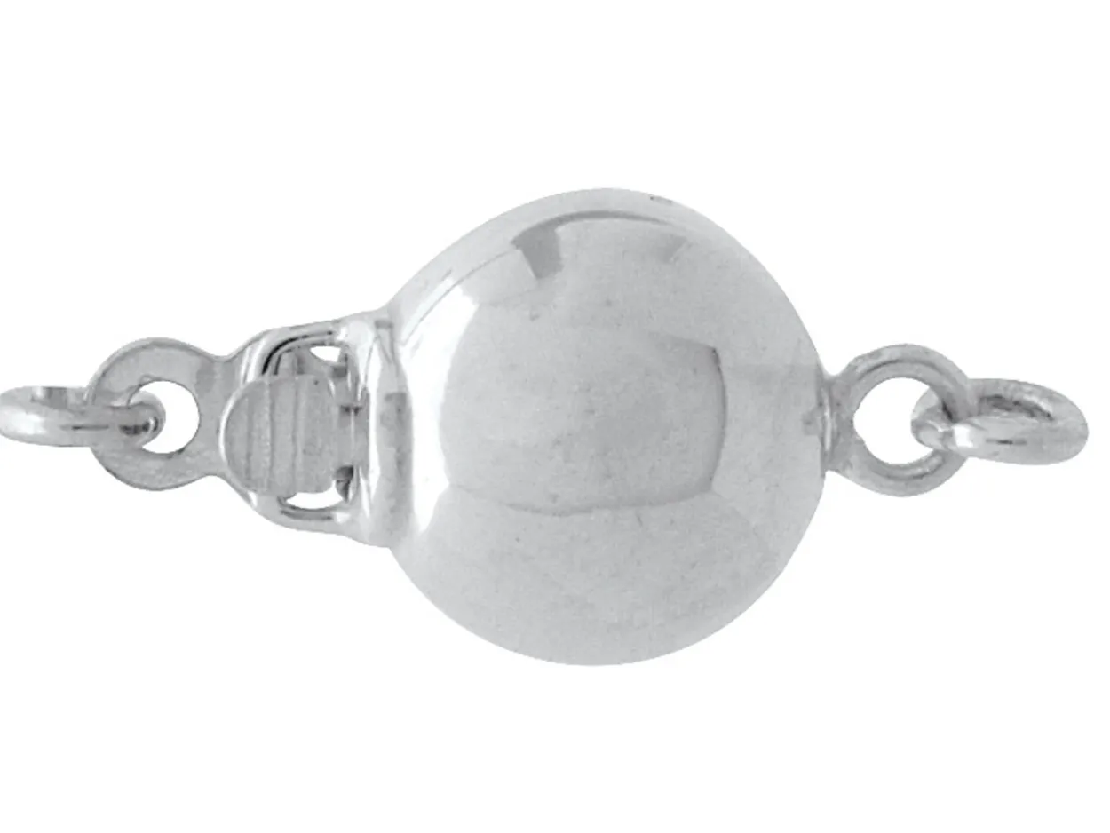 Sterling Silver Clasp 8mm, 1 Row, Elliptical Shape, Polish Finish