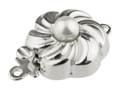Sterling Silver Clasp With Cultured Pearl 12mm Round Flower Shape