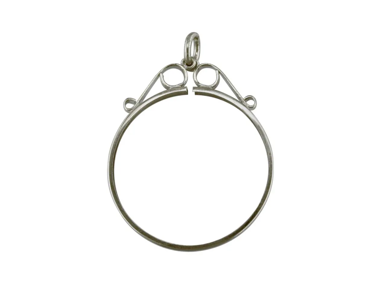 Sterling Silver Coin Mount British Two Shilling Florin 2/- Scroll Top Pendant, 100% Recycled Silver