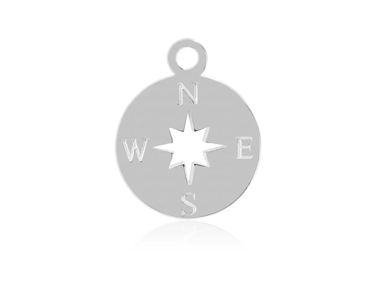 Sterling Silver Compass 10mm, 100% Recycled Silver