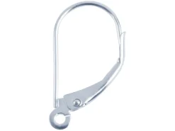Sterling Silver Continental Ear Wire, Plain Wire With Open Loop For Drop Decoration