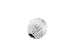 Sterling Silver Corrugated Round 4mm 2 Hole Beads Pack of 5