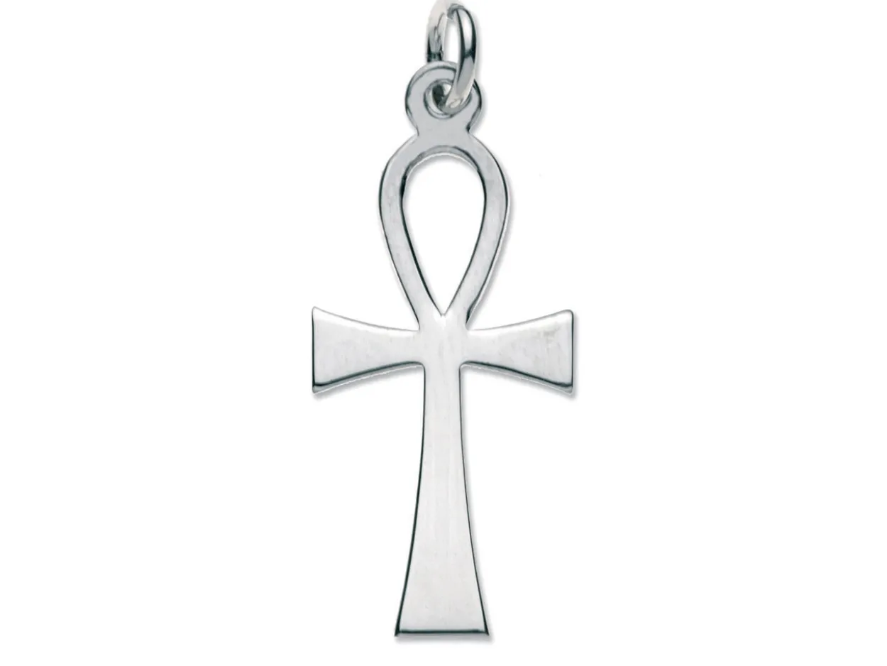 Sterling Silver Cross, Small Ankh 22.0mm x 9.8mm,