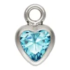 Sterling Silver Cubic Zirconia Heart Bezel Drop Connector Swiss Blue, 3mm
