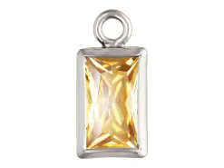 Sterling Silver Cubic Zirconia Rectangel Bezel Drop Connector Champagne, 3mm X 5mm