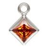 Sterling Silver Cubic Zirconia Square Bezel Drop Connector Ruby, 3mm