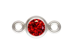Sterling Silver Cubic Zirconia Round Bezel Connector Garnet 3mm